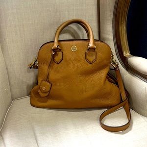 Tory Burch Robinson Open Dome Satchel — cognac peddled leather— EXCELLENT CONDIT